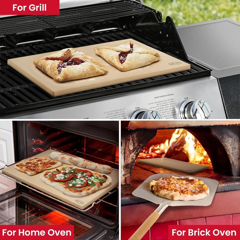 Unicook 22 Inch Extra Large Pizza Stone for Oven and Grill, Rectangular Baking Stone 22" x 14" x 0.6", Thermal Shock Resistant, Ideal for Baking Several Crispy Pizzas Bread - Image 5